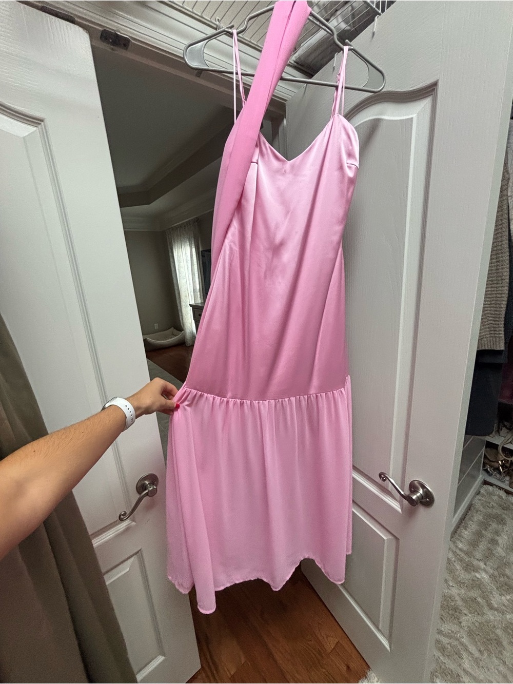 TCEC Pink Spaghetti Strap Midi Dress